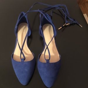 Cobalt blue lace up flats